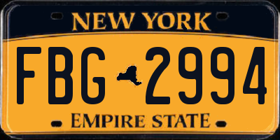 NY license plate FBG2994