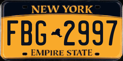 NY license plate FBG2997