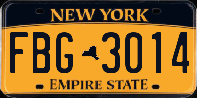 NY license plate FBG3014
