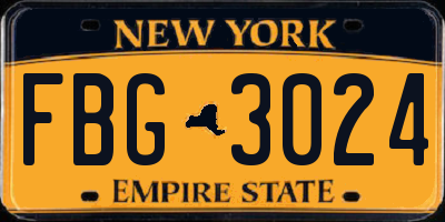 NY license plate FBG3024