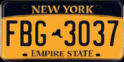 NY license plate FBG3037