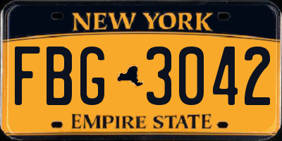 NY license plate FBG3042