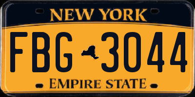 NY license plate FBG3044