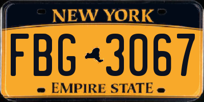 NY license plate FBG3067