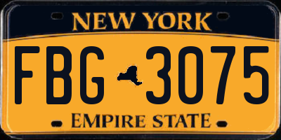 NY license plate FBG3075