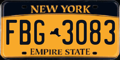 NY license plate FBG3083