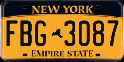NY license plate FBG3087