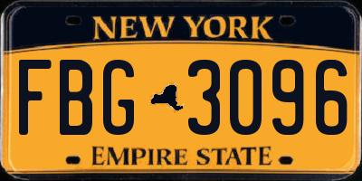 NY license plate FBG3096