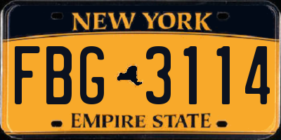 NY license plate FBG3114