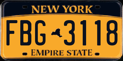 NY license plate FBG3118