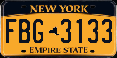 NY license plate FBG3133