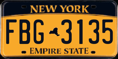 NY license plate FBG3135