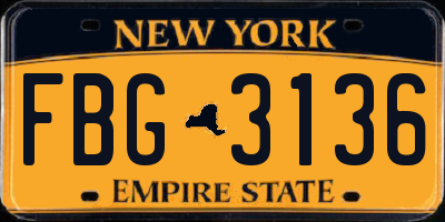 NY license plate FBG3136