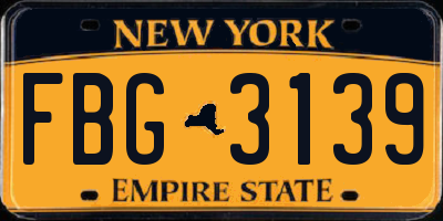 NY license plate FBG3139