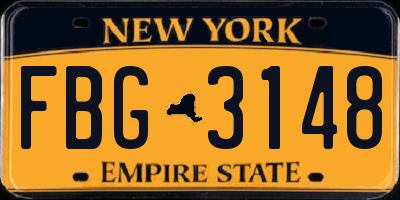 NY license plate FBG3148