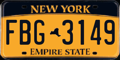 NY license plate FBG3149