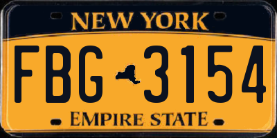 NY license plate FBG3154