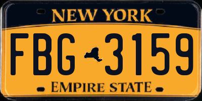 NY license plate FBG3159