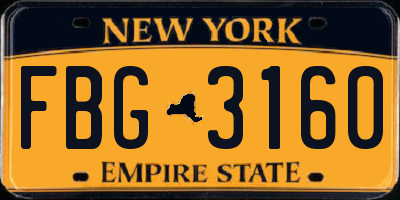 NY license plate FBG3160