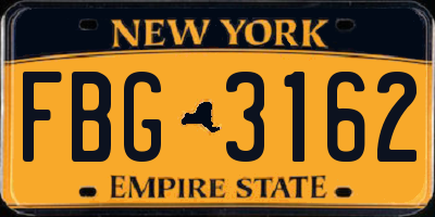 NY license plate FBG3162