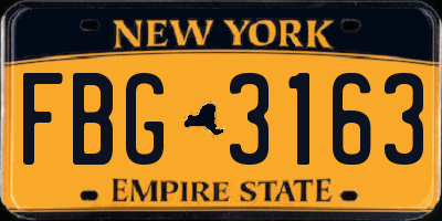 NY license plate FBG3163