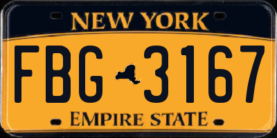 NY license plate FBG3167