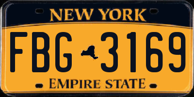 NY license plate FBG3169