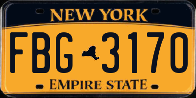 NY license plate FBG3170