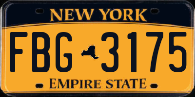 NY license plate FBG3175