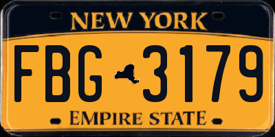 NY license plate FBG3179