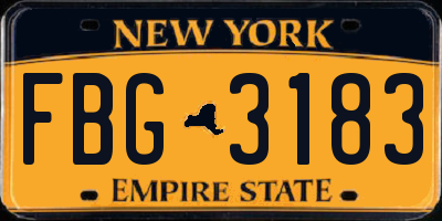 NY license plate FBG3183