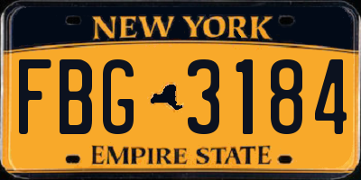 NY license plate FBG3184