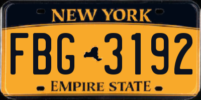 NY license plate FBG3192