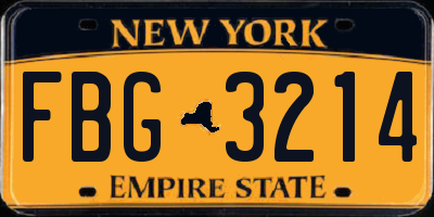 NY license plate FBG3214