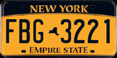 NY license plate FBG3221