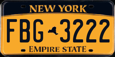 NY license plate FBG3222