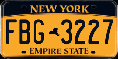 NY license plate FBG3227