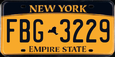 NY license plate FBG3229