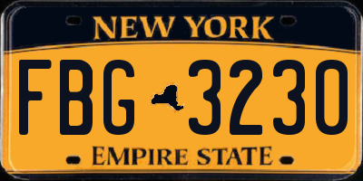 NY license plate FBG3230