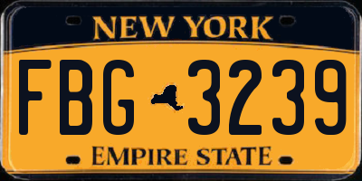 NY license plate FBG3239