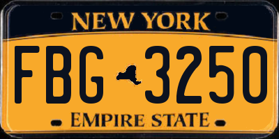 NY license plate FBG3250