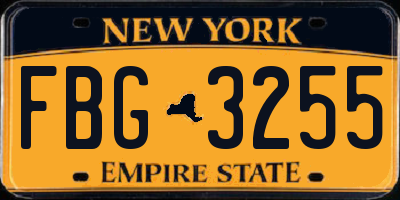 NY license plate FBG3255
