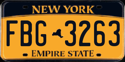 NY license plate FBG3263