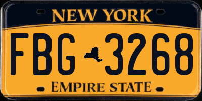 NY license plate FBG3268