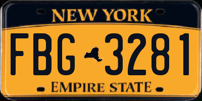 NY license plate FBG3281
