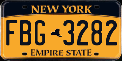 NY license plate FBG3282