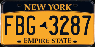 NY license plate FBG3287