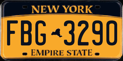 NY license plate FBG3290