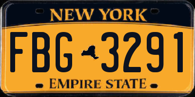 NY license plate FBG3291