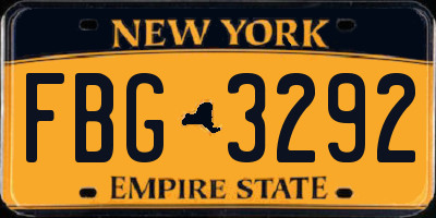 NY license plate FBG3292